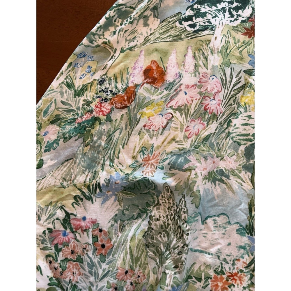 Hunter Bell Pierce Midi Dress Size 4 Green Garden Floral Linen Blend Cutout Bow - Picture 15 of 16